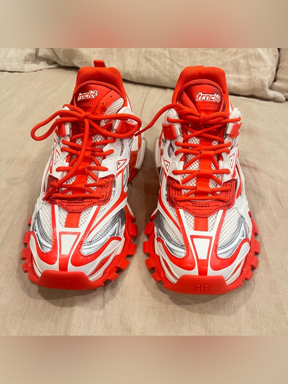 $1200 Balenciaga Track.2 Runners Sneaker, White Red Grey - Picture 4 of 14
